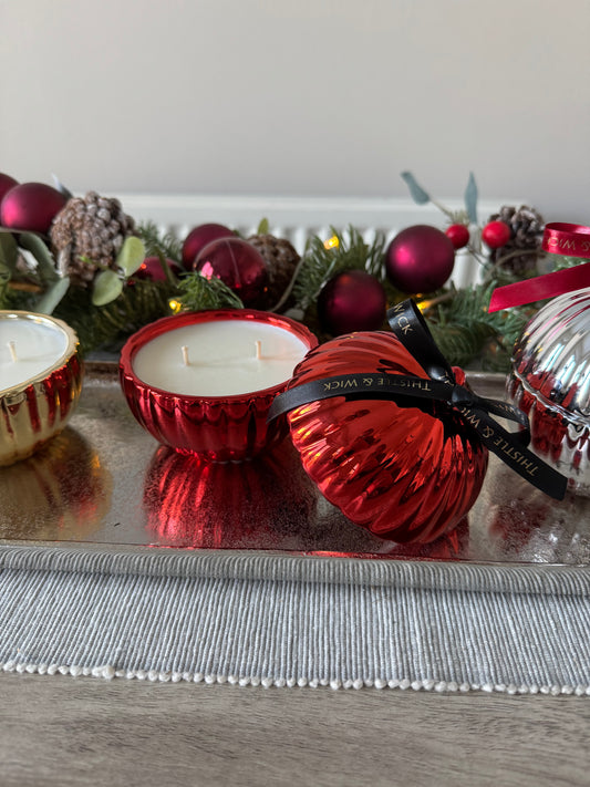 Christmas Bauble Candle - RED