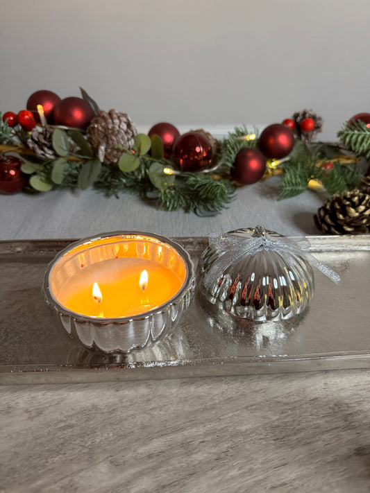 Christmas Bauble Candle - Silver